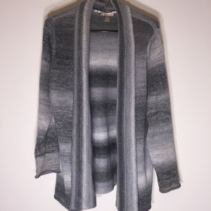 Light and Medium Gray Long Sleeve Open Sweater